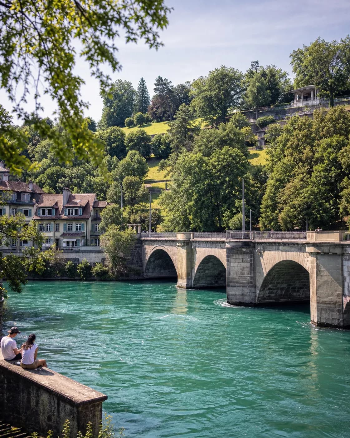 Panoramic view of Bern Old Town from the Rosengarten