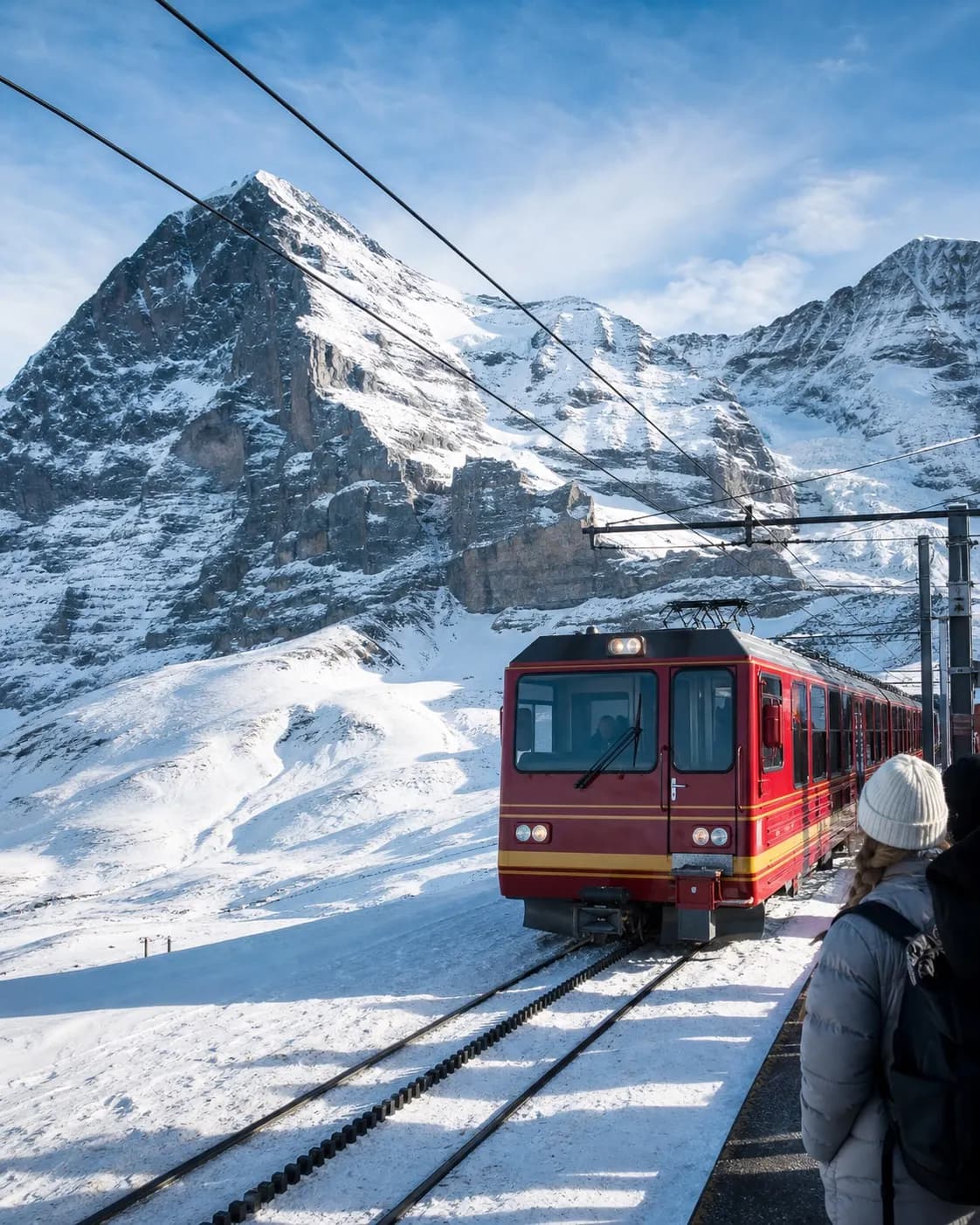 Verschneites Jungfrau-Massiv vom Top of Europe