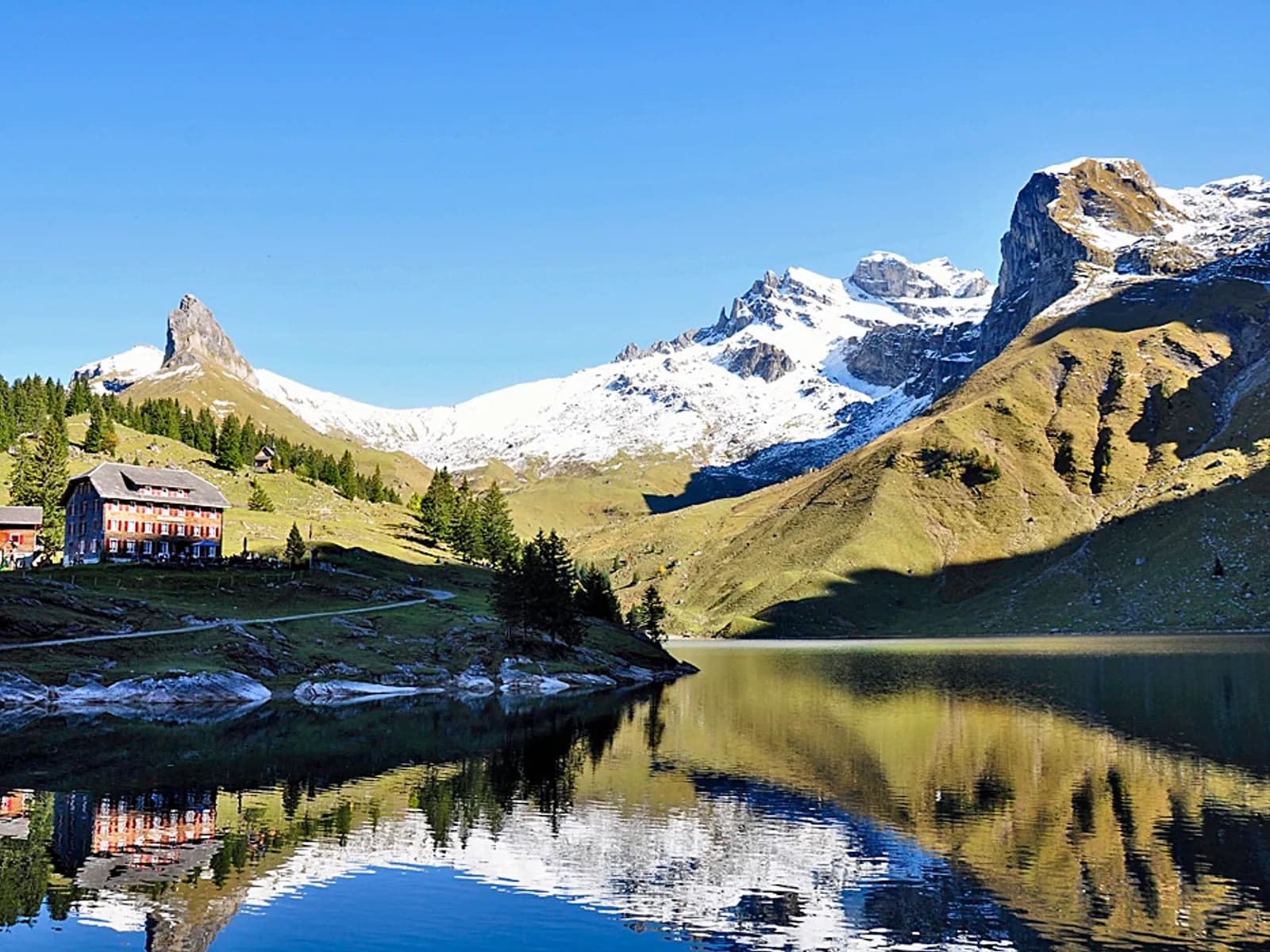 Reisepanorama rund um Bannalpsee in der Schweiz