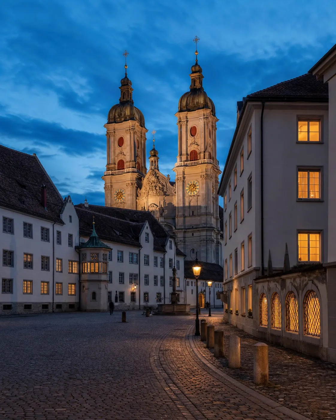 Altstadtgassen und Kathedraltürme in St. Gallen
