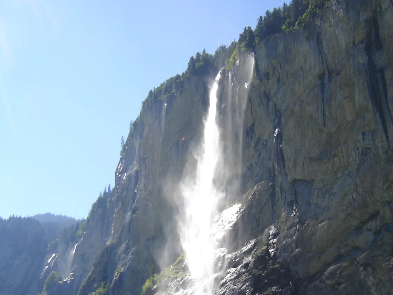Travel panorama around Staubbach Falls in Switzerland